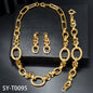 Custom Wholesale Jewellery Fashion Dubai Gold Plated Luxury Bridal Wedding Earring Bracelet Necklace Jewelry Sets Women