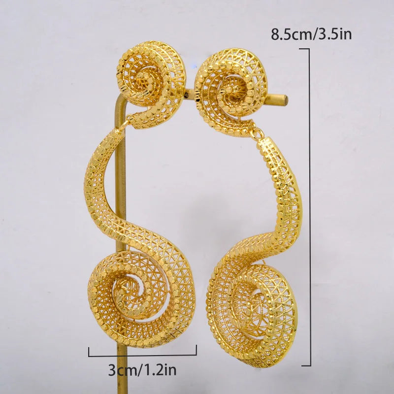 Dubai gold plated jewelry, various styles simple cheap gold earring designs for women