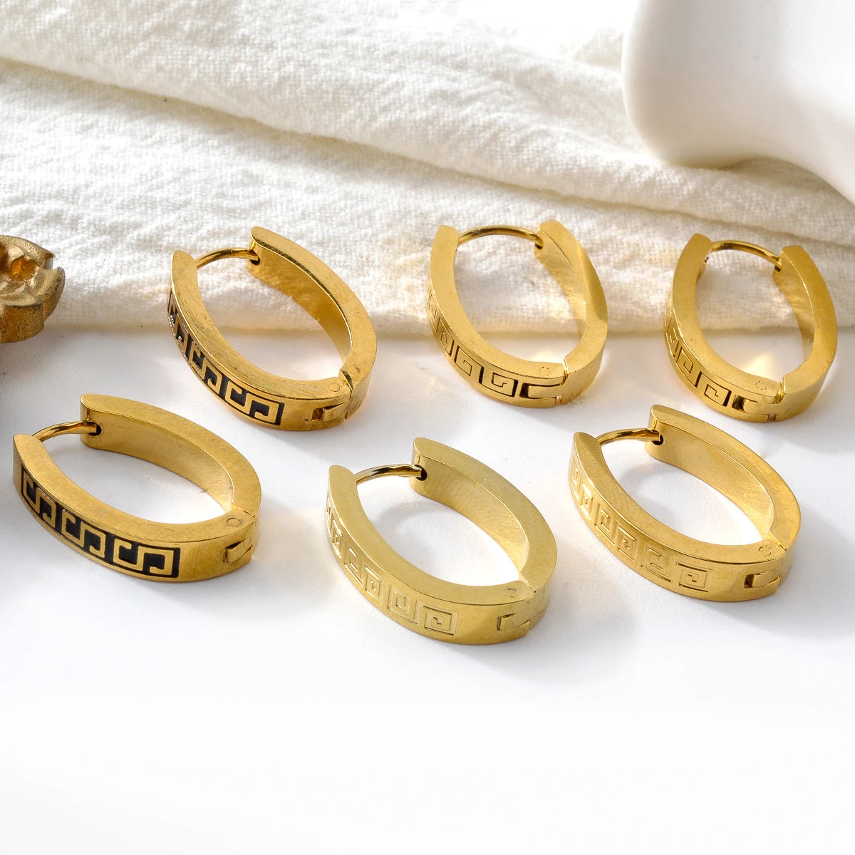 Fashion 18K Gold Plated Stainless Steel Hoop Earrings Jewelry For Women