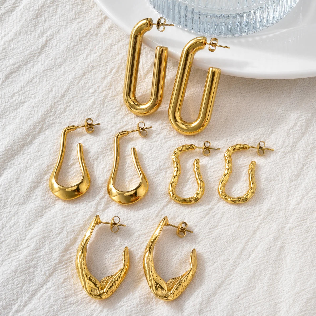 Fashion Stainless Steel Earrings Jewelry 18K Gold Plated Huggie Chunky Drop Earrings For Women