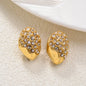 New Arrival Fashion Custom Waterproof 18k Gold Plated Stainless Steel Zircon Pearl Flower Water Drop Earrings Women