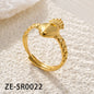 Non Tarnish Waterproof 18k Gold Plated Stainless Steel Snake Adjustable Jewelry open Ring
