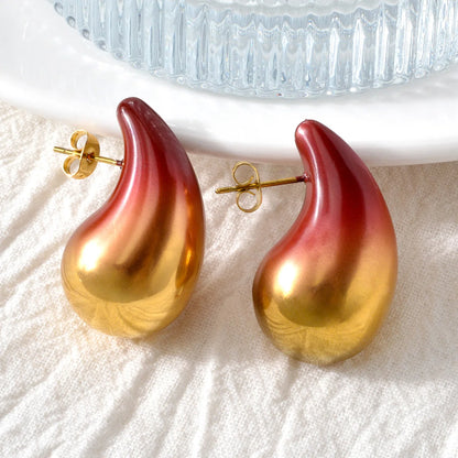 New Arrival Fashion Custom Waterproof 18k Gold Plated Stainless Steel Heart Water Drop Earrings Women