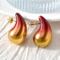 New Arrival Fashion Custom Waterproof 18k Gold Plated Stainless Steel Heart Water Drop Earrings Women