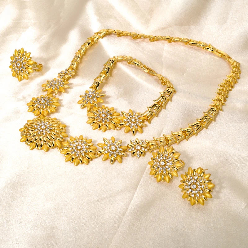 Ethlyn Ethiopian Jewelry Set Plated African Jewelry Sets Earring/ring/necklace Gold Wedding Eritrea/habesha Women Brass Opp Bag