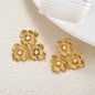 New Arrival Fashion Custom Waterproof 18k Gold Plated Stainless Steel Zircon Pearl Flower Water Drop Earrings Women