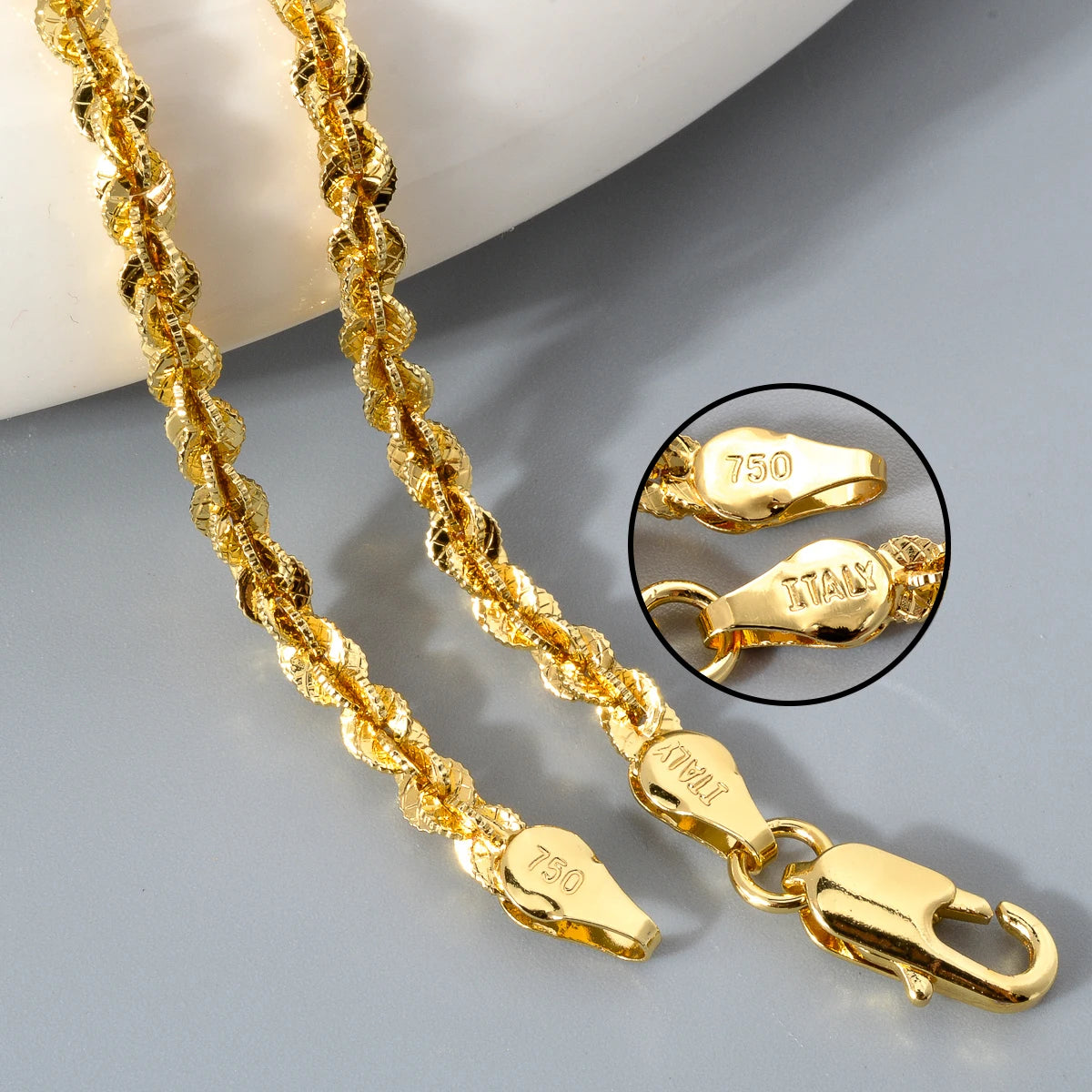 Custom luxury Italy 750 18k gold plated Copper Link Chain Necklace For Women