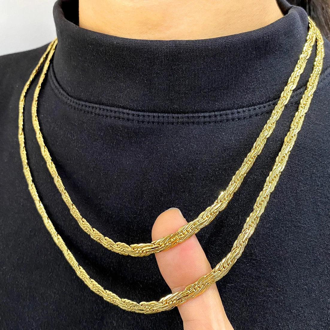 Fashion Copper Italy 750 18k gold plated  Chain Necklace Keel Link Chain Necklace For Women