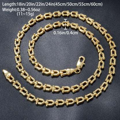 High Quality custom jewelry Italy 750 14k 18k gold plated custom copper Horseshoe chain necklace