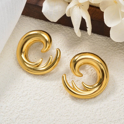 Luxury custom Fashion jewelry Wholesale bulk 18k gold plated stainless steel Flower chunky stud drop earrings women
