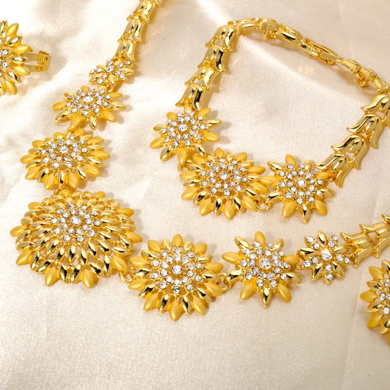 Ethlyn Ethiopian Jewelry Set Plated African Jewelry Sets Earring/ring/necklace Gold Wedding Eritrea/habesha Women Brass Opp Bag