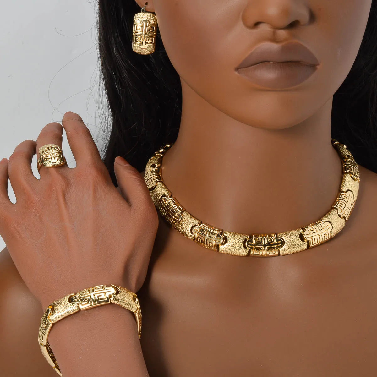 Fashion Saudi 18K Gold Plated Wholesales Cheap Bridal African Women Jewelry Set