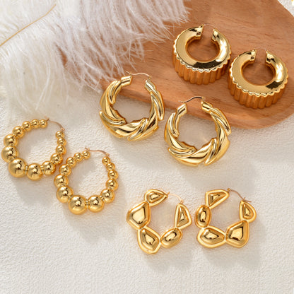 Fashion Wholesale Exaggerated 18k Gold Plated Statement Big Hoop Drop Earrings