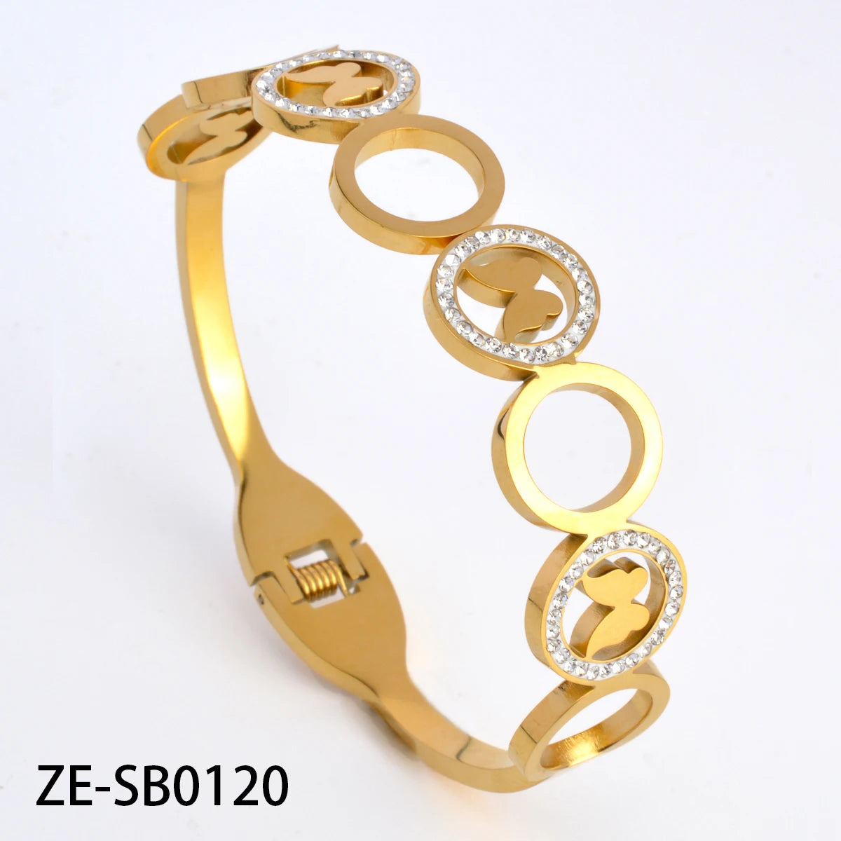 Wholesale Fashion Four Leaf Clover Butterfly Tree Of Life Stainless steel 18k Gold Plated Bracelet Femme