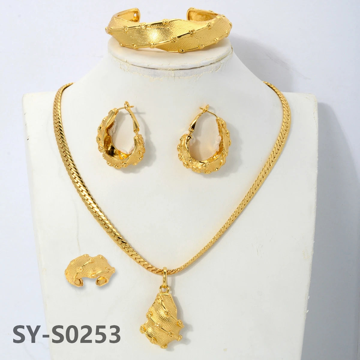 zeadear jewelry dubai 14k gold plated copper earring bracelet ring necklace jewelry sets