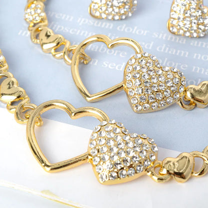 Hot Selling Brazil Gold Luxury Copper Bridal  XOXO Jewelry Set Italian Necklace Bracelet Earring Ring Four Jewelry Sets