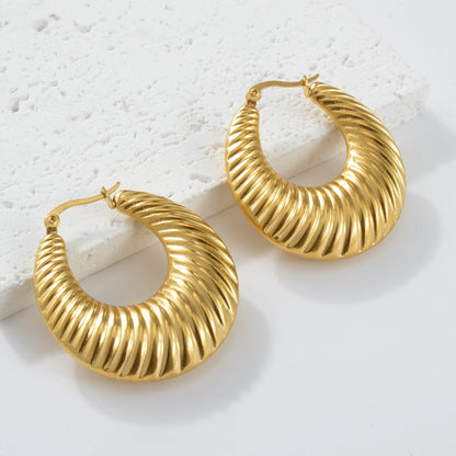 Fashion Hypoallergenic 18k Gold Plated Chunky Hoop Huggie Statement Earrings for Women