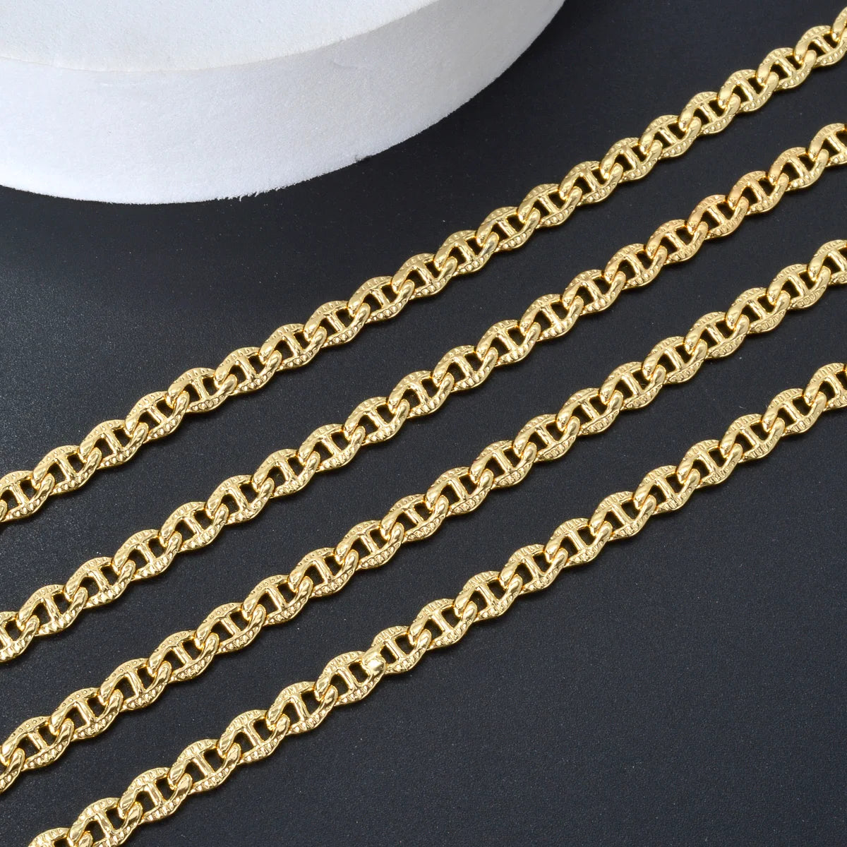 Fashion Copper Italy 750 18k gold plated Egg Shaped Pig Nose Chain Necklace Coffee Bean Link Chain Necklace For Women