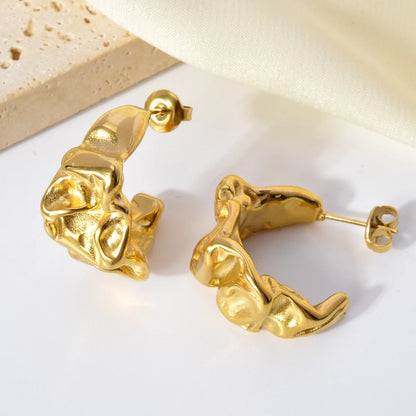 Hypoallergenic Jewelry Earrings OEM Tarnish Free Stainless Steel 18k Gold Plated Thick Cc Stud Earrings Hoop Earrings For Women