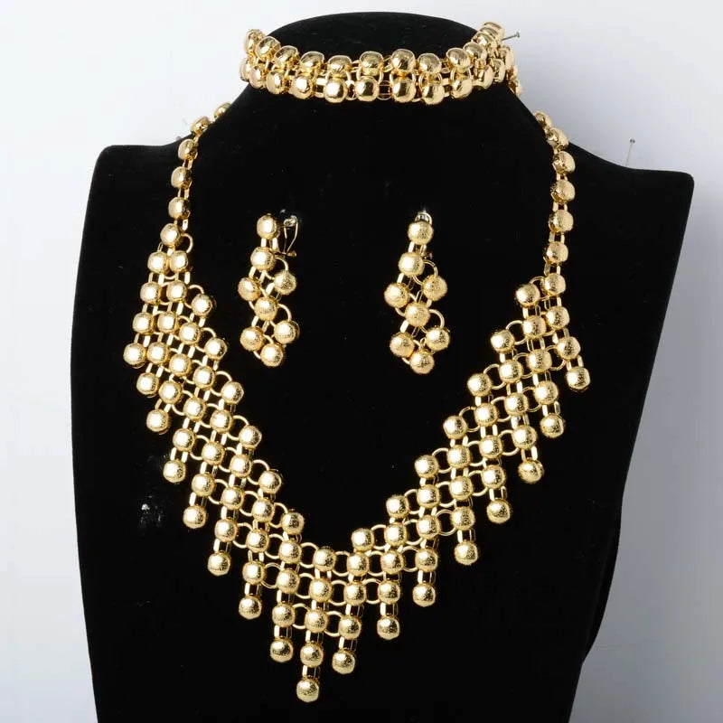 Nigerian high quality copper Women wedding party designer jewelry famous brands set