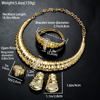 Fashion jewelry Dubai Bohemia 18k Gold Plated Zircon bracelet ring necklace earring jewelry Sets For Women