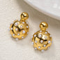 Luxury fashion jewelry Wholesale bulk 18k gold plated stainless steel pearl zircon chunky drop earrings women