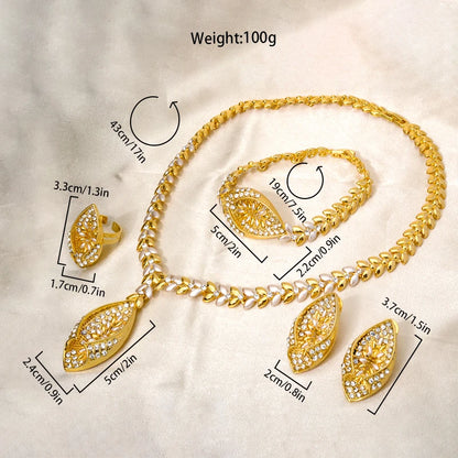 Gift Set For Saudi Dubai Long Big African Pure Gold Bridal Nigeria 18K Gold-Plated One Gram Jewellery Jewelry Set