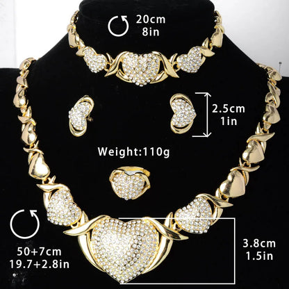 Hot Selling Brazil Gold Luxury Copper Bridal Jewelry Set Italian Necklace Bracelet Earring Ring Four Jewelry Sets
