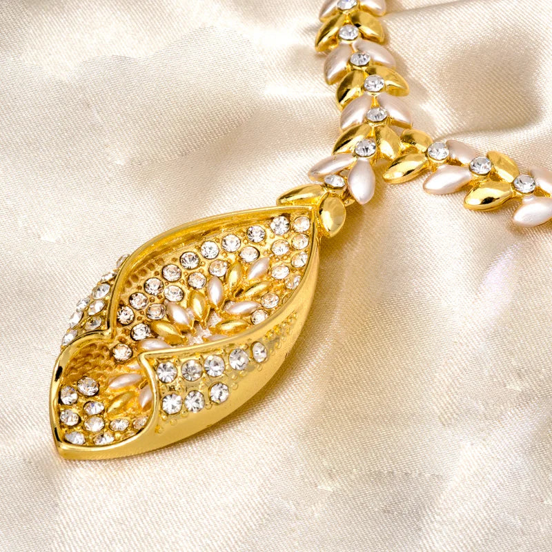 Gift Set For Saudi Dubai Long Big African Pure Gold Bridal Nigeria 18K Gold-Plated One Gram Jewellery Jewelry Set