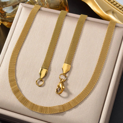 Custom Luxury 18k Gold Plated Copper  link chain Necklace and Bracelet Jewelry Sets Women