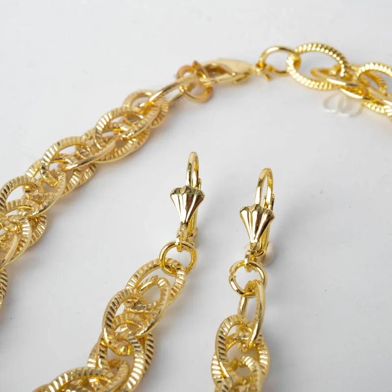 Bridal jewelry set luxury bracelet necklace and earrings for women party