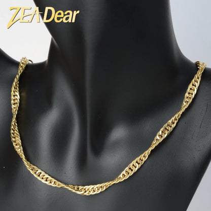 ZEADear Jewelry Fashion New 45cm Necklace Chains Gold Plated High Quality For Women Man Classic Trendy For Daily Wear Gift