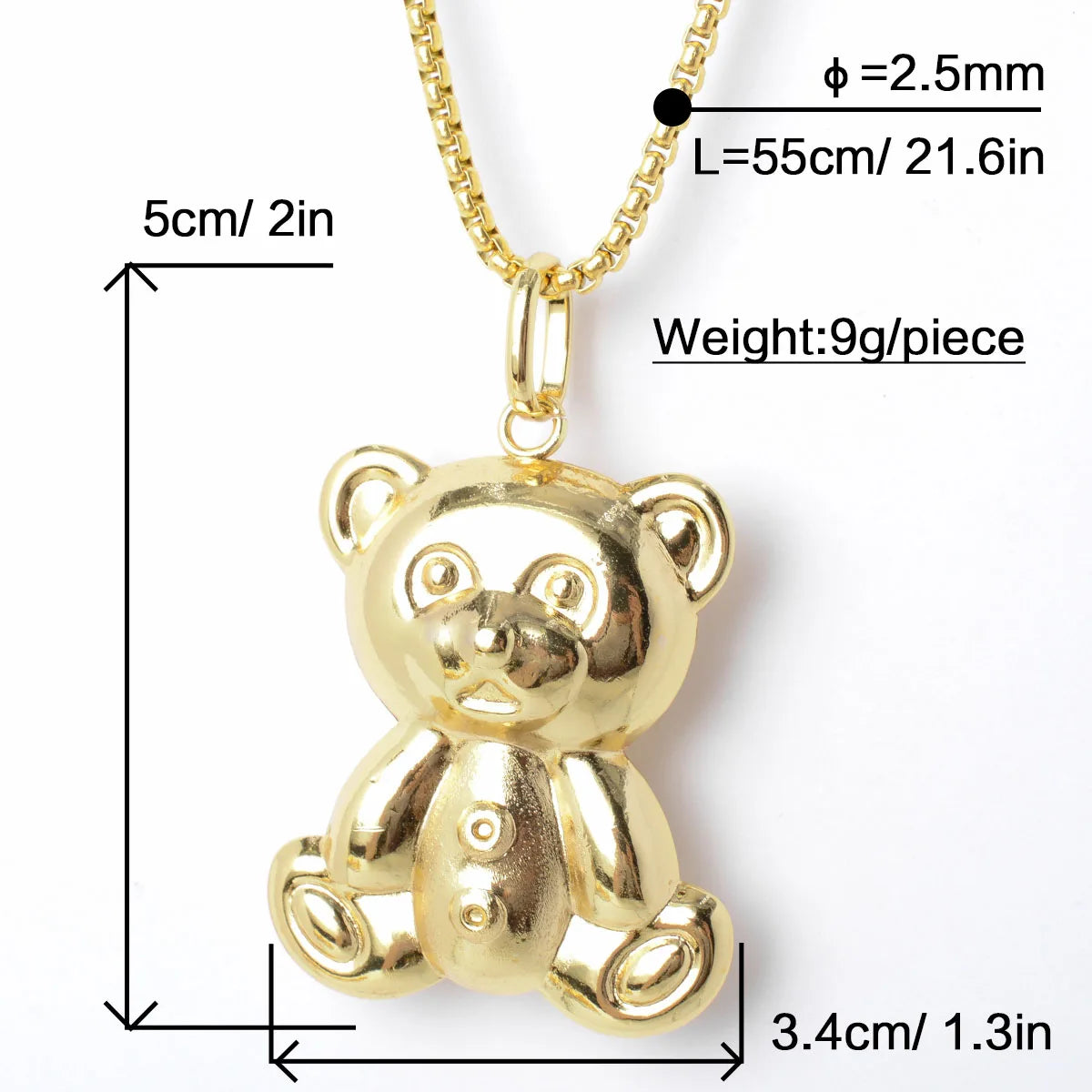 ZEADear Jewelry Korean 18k Gold Color Copper Teddy Bear Pendant Necklace Dubai Statement Necklace for Women Party Friend Gift