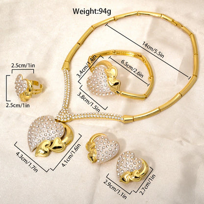 Bridal Jewelry Set Fashion 2021 Jewellery Dubai Women Bracelets Heavy Sets Gold Brass Opp Bag CLASSIC Flower Zircon Copper GDTC