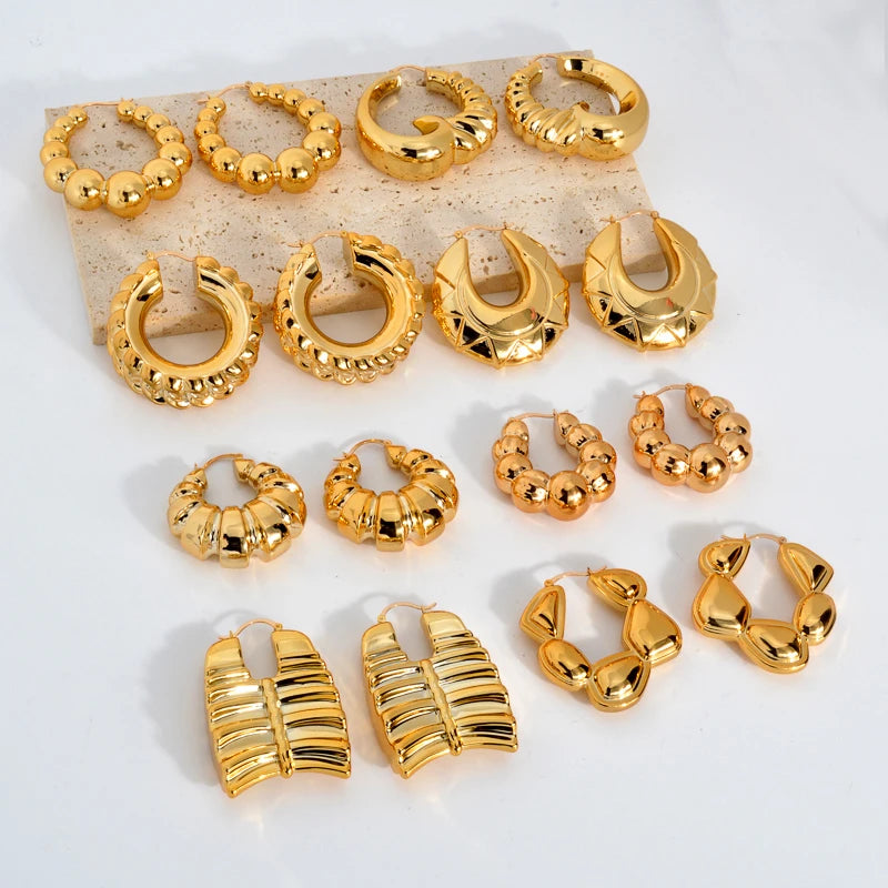 Fashion Wholesale Exaggerated 18k Gold Plated Statement Big Hoop Drop Earrings