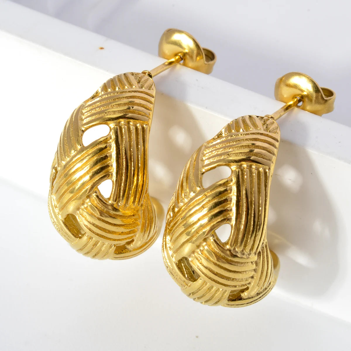 Hypoallergenic Jewelry Earrings OEM Tarnish Free Stainless Steel 18k Gold Plated Thick Cc Stud Earrings Hoop Earrings For Women