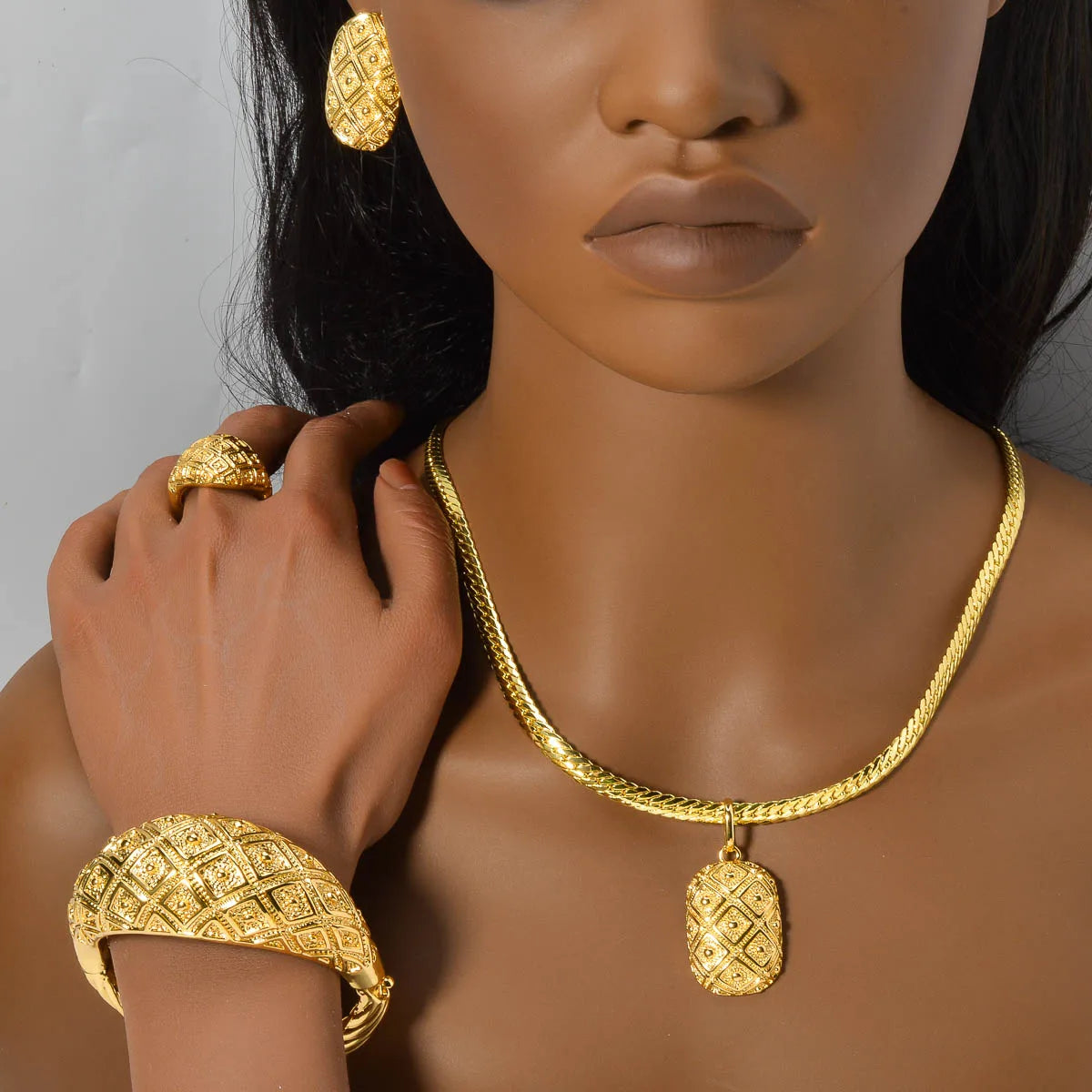 zeadear jewelry dubai 14k gold plated copper earring bracelet ring necklace jewelry sets