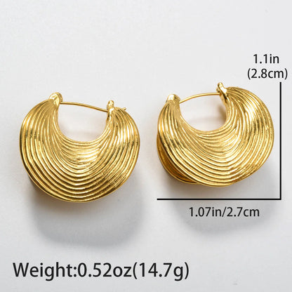 Fashion jewelry Waterproof Stainless Steel 18k Gold Plated shell hoop Earrings Women