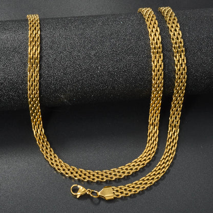 Custom Luxury 18k Gold Plated Copper  link chain Necklace and Bracelet Jewelry Sets Women