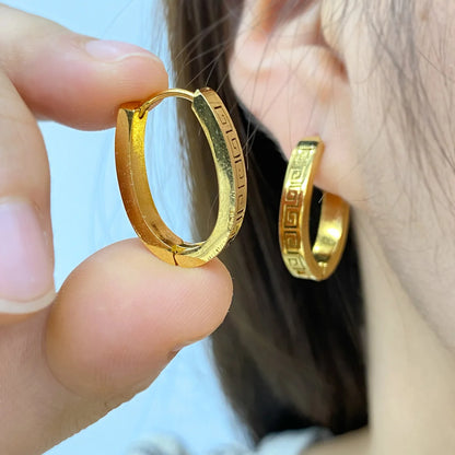 Fashion 18K Gold Plated Stainless Steel Hoop Earrings Jewelry For Women