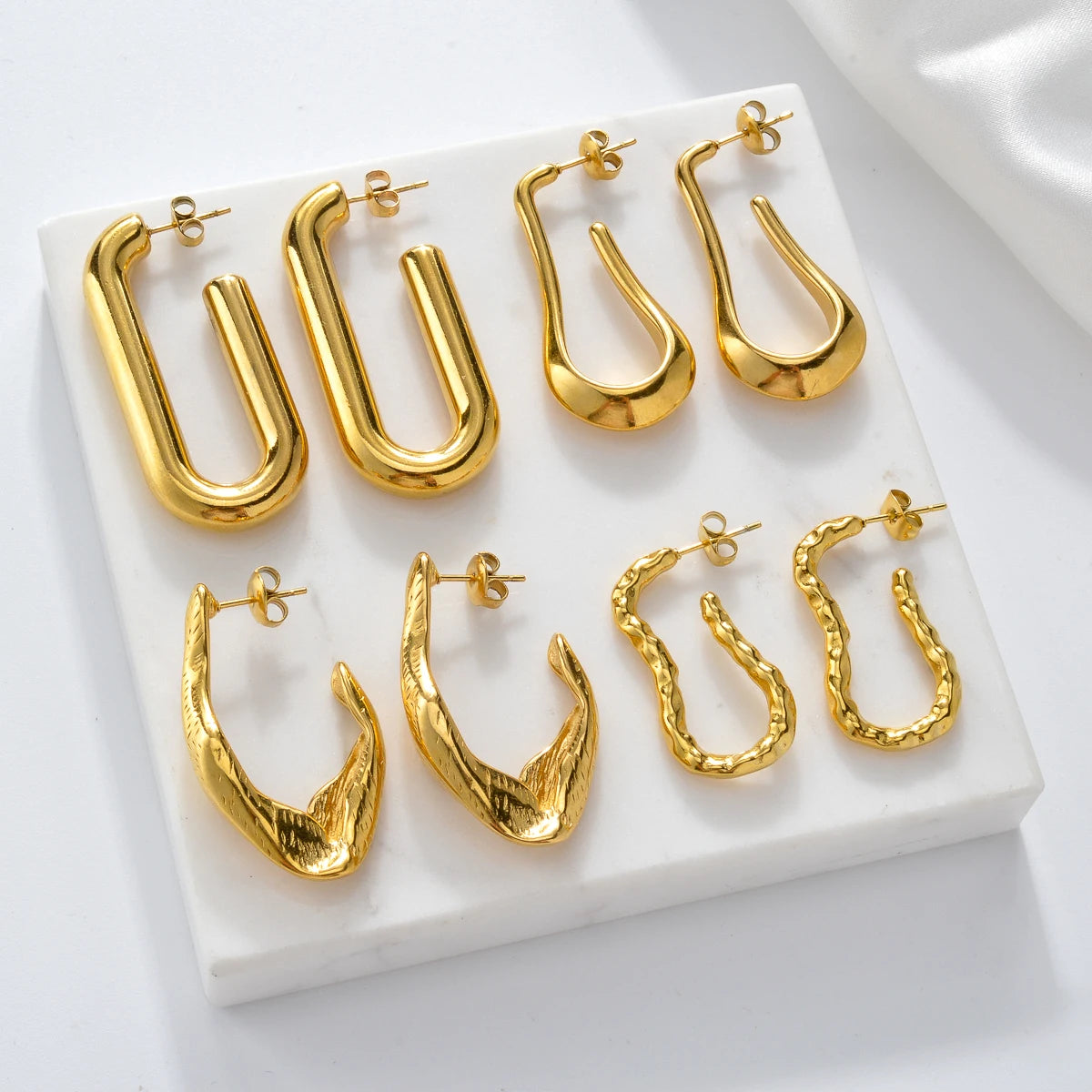 Fashion Stainless Steel Earrings Jewelry 18K Gold Plated Huggie Chunky Drop Earrings For Women
