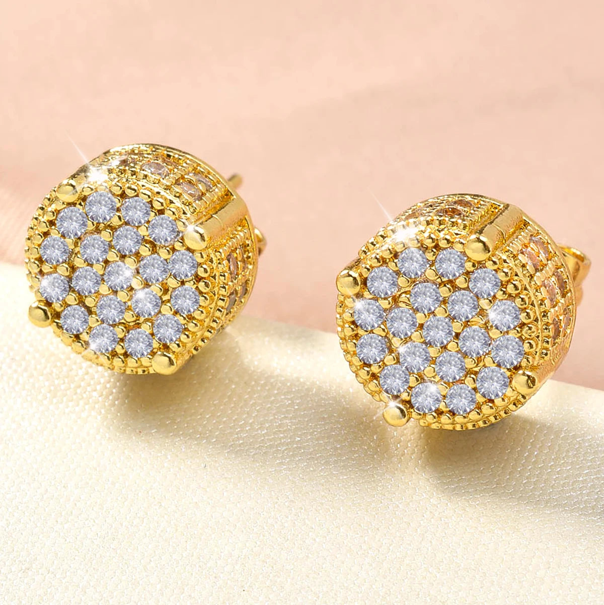 Wholesale Multi Styles Rhinestone round Stud Hypoallergenic 18K Gold Plated zircon Earrings for Women