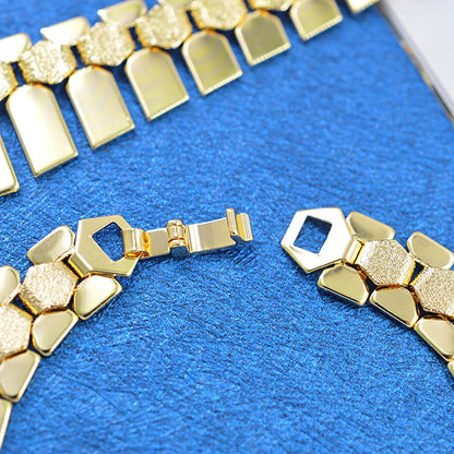 Dubai high quality copper Women wedding party big accessories for women 14K gold jewelry set