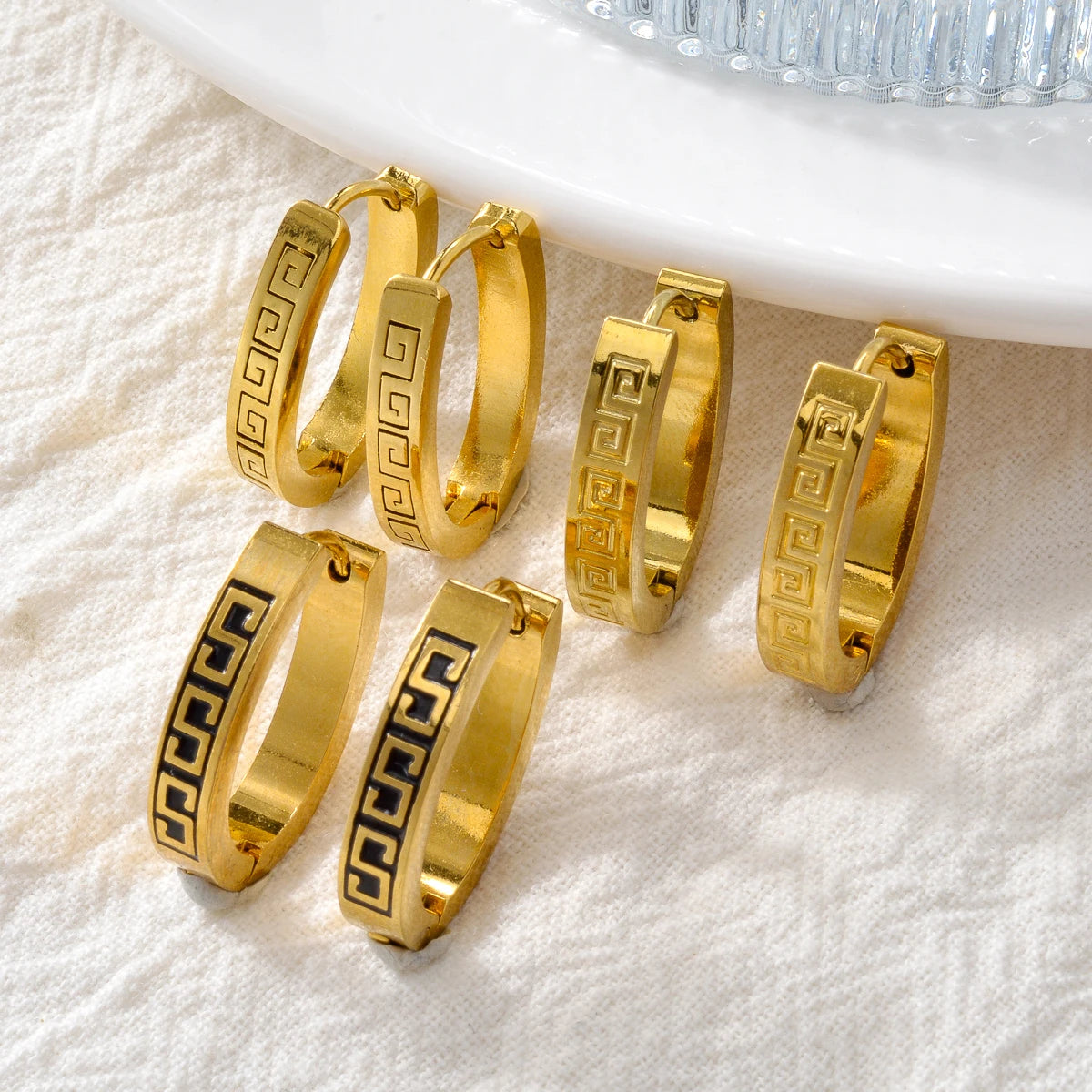 Fashion 18K Gold Plated Stainless Steel Hoop Earrings Jewelry For Women