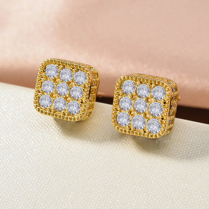 Wholesale Multi Styles Rhinestone Cube Stud Hypoallergenic 18K Gold Plated zircon Earrings for Women