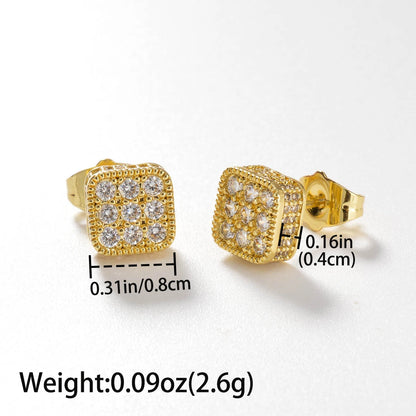 Wholesale Multi Styles Rhinestone Cube Stud Hypoallergenic 18K Gold Plated zircon Earrings for Women