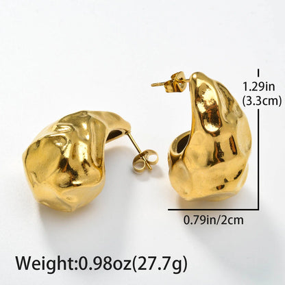 New Arrival Fashion Custom Waterproof 18k Gold Plated Stainless Steel Heart Water Drop Earrings Women