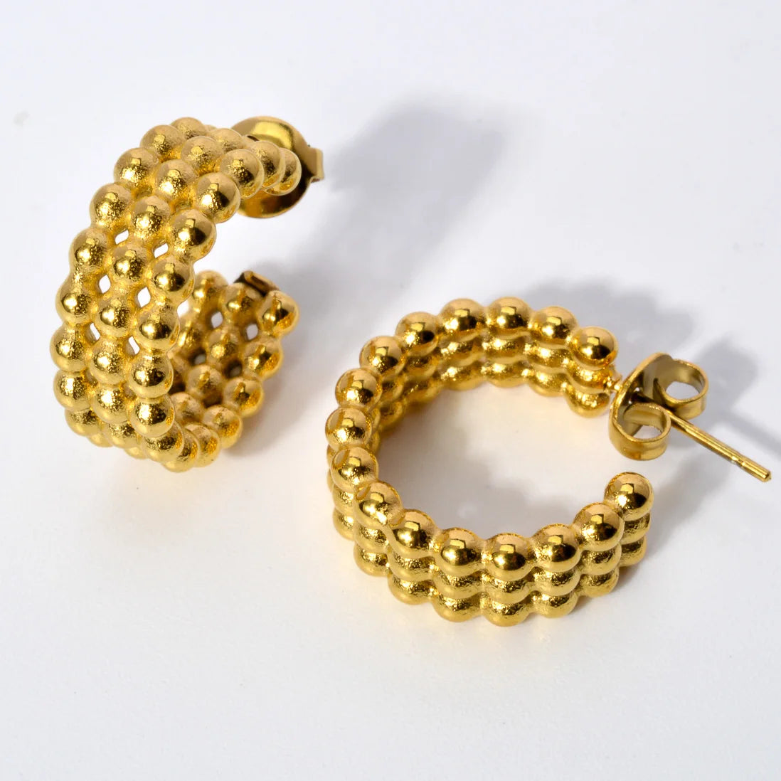 Hypoallergenic Jewelry Earrings OEM Tarnish Free Stainless Steel 18k Gold Plated Thick Cc Stud Earrings Hoop Earrings For Women