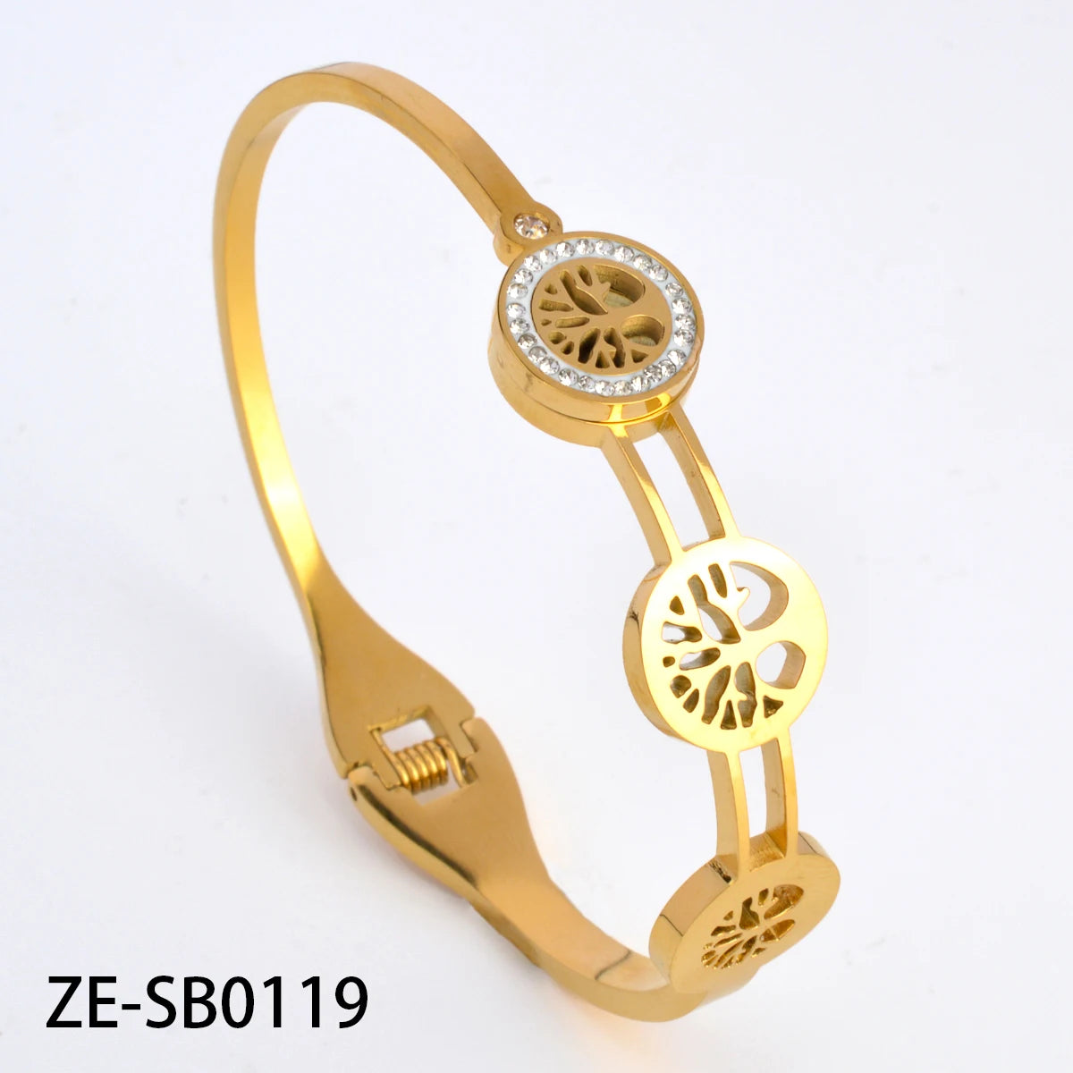 Wholesale Fashion Four Leaf Clover Butterfly Tree Of Life Stainless steel 18k Gold Plated Bracelet Femme