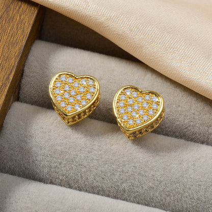 Wholesale Multi Styles Rhinestone heart Hypoallergenic 18K Gold Plated zircon stud Earrings for Women